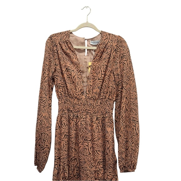 NWT Anthropologie Charlie Holiday Whitney Maxi Dress Cotton Animal Print Brown M - Picture 5 of 16
